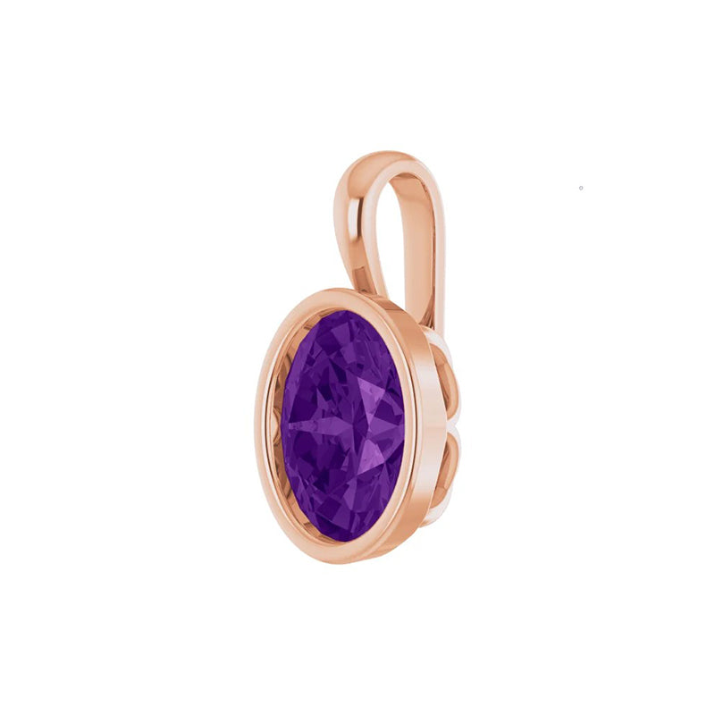 Genuine Oval Shape Amethyst Pendant