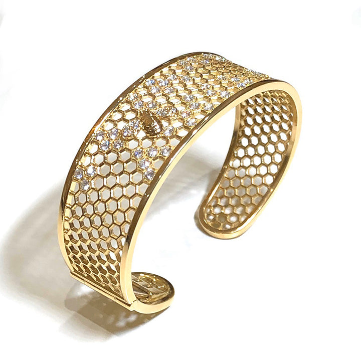 Honeycomb Diamond Cuff Bracelet