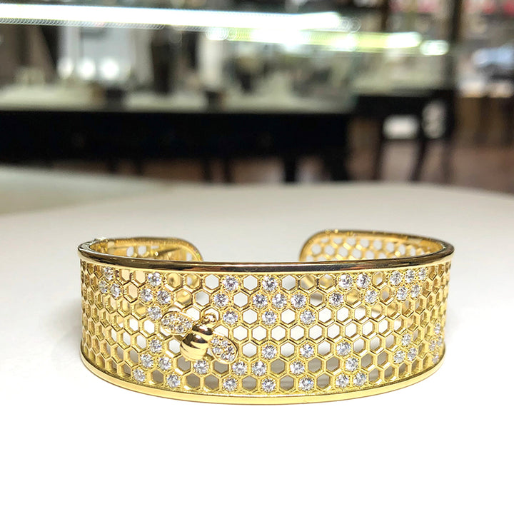 Honeycomb Diamond Cuff Bracelet