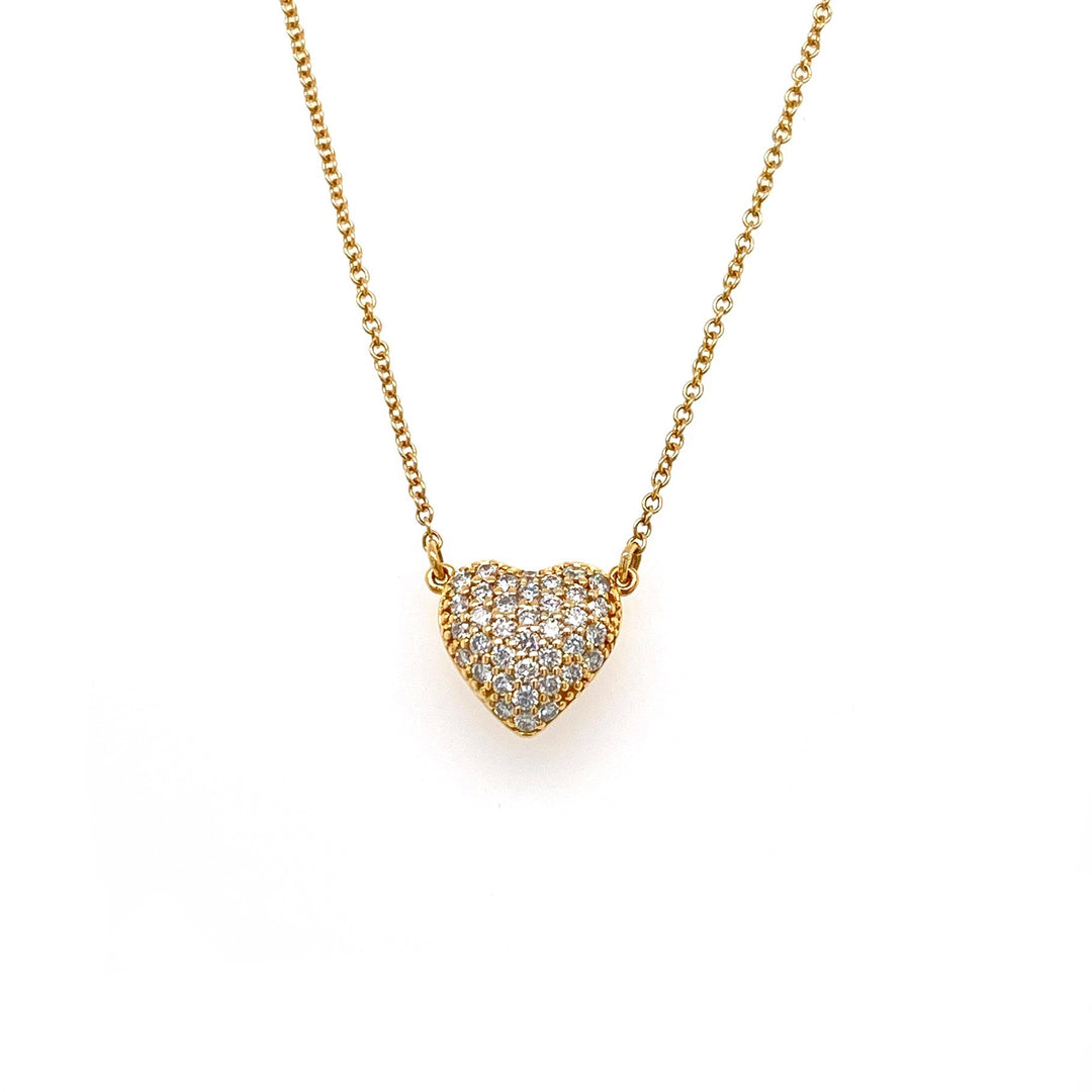 Diamond Heart Pendant in 18 Karat Yellow Gold