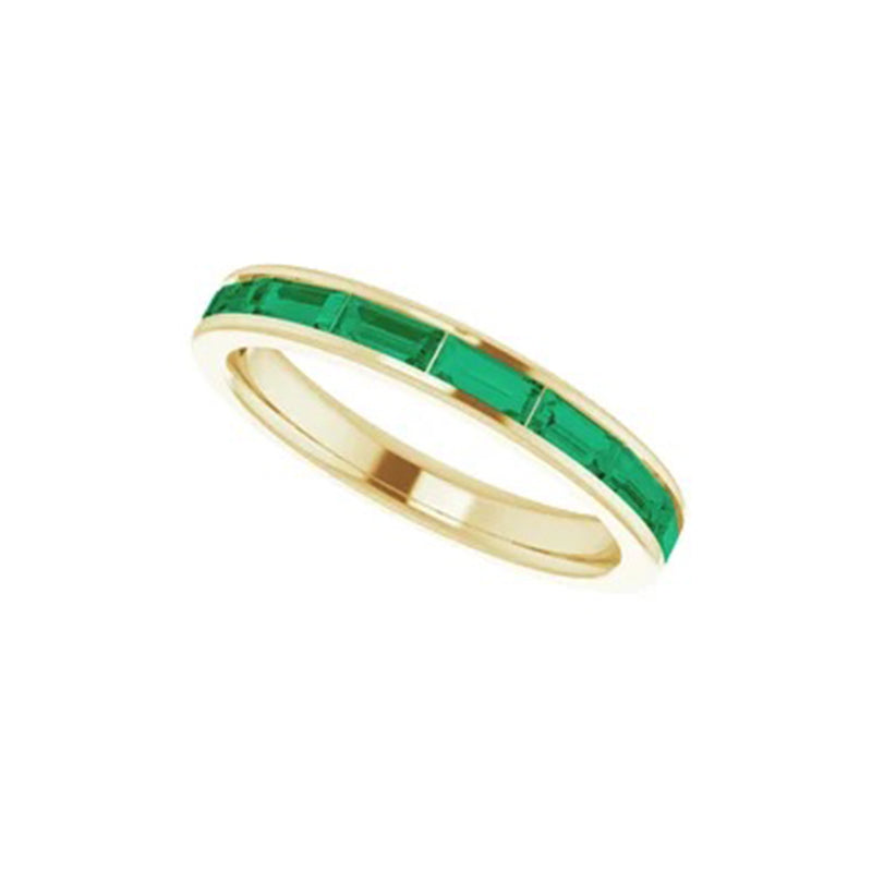 Lab-Grown Emerald Stackable Ring