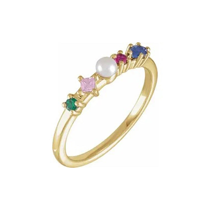 Cultured Freshwater Pearl & Natural Multi-Gemstone Ring