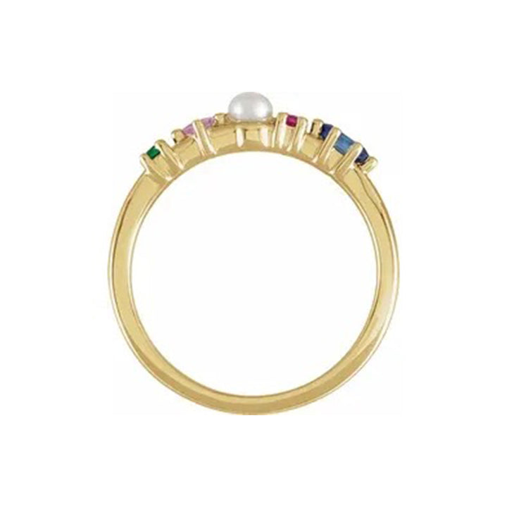 Cultured Freshwater Pearl & Natural Multi-Gemstone Ring