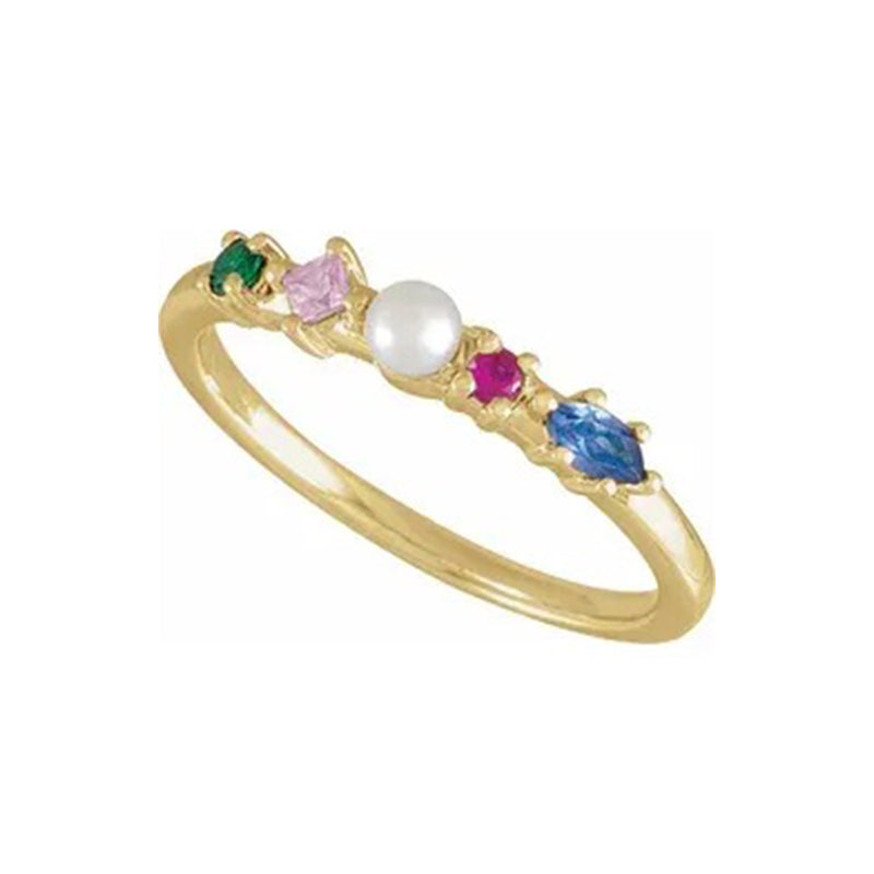 Cultured Freshwater Pearl & Natural Multi-Gemstone Ring