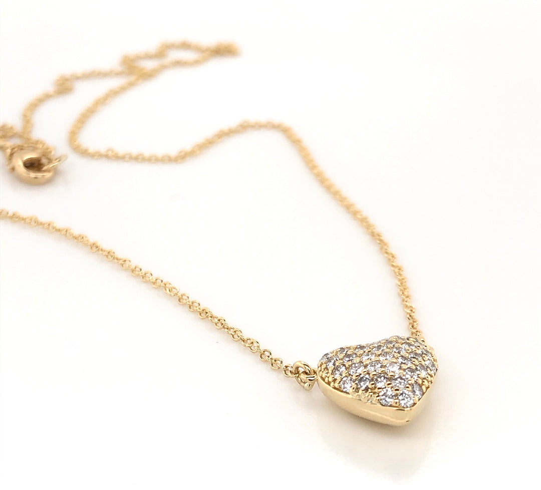 Diamond Heart Pendant in 18 Karat Yellow Gold