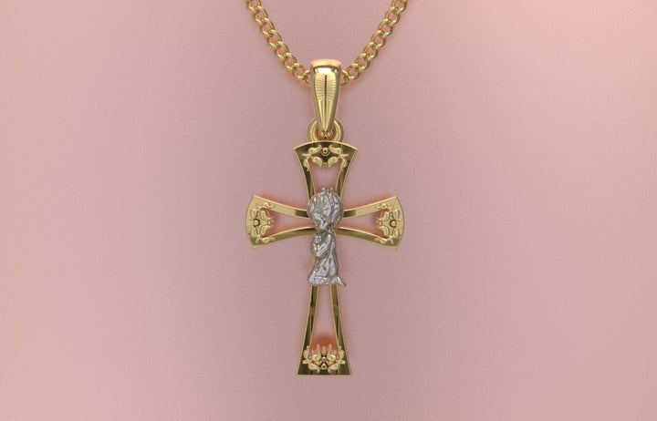 Praying Girl on Cross Pendant