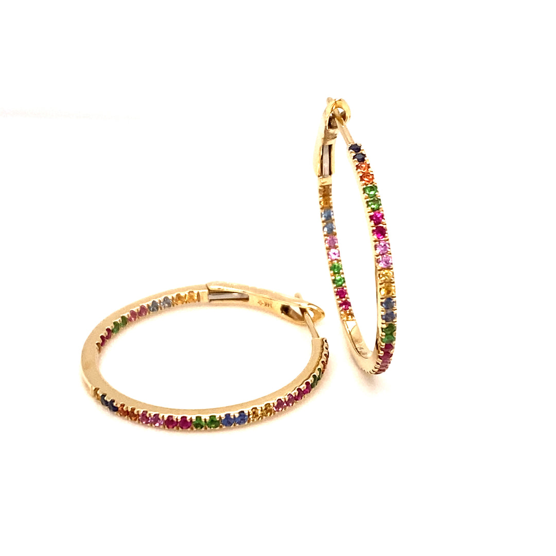 Multi-Color Sapphire Hoop Earrings