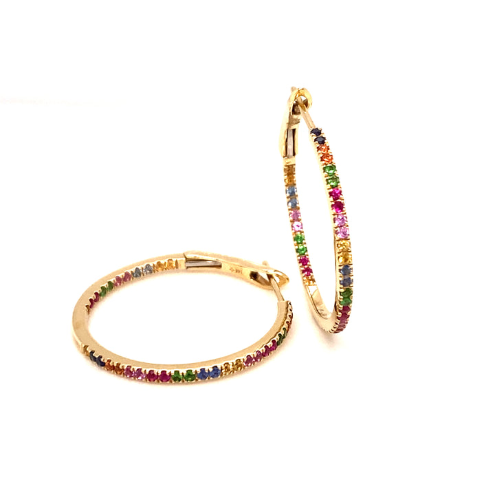 Multi-Color Sapphire Hoop Earrings