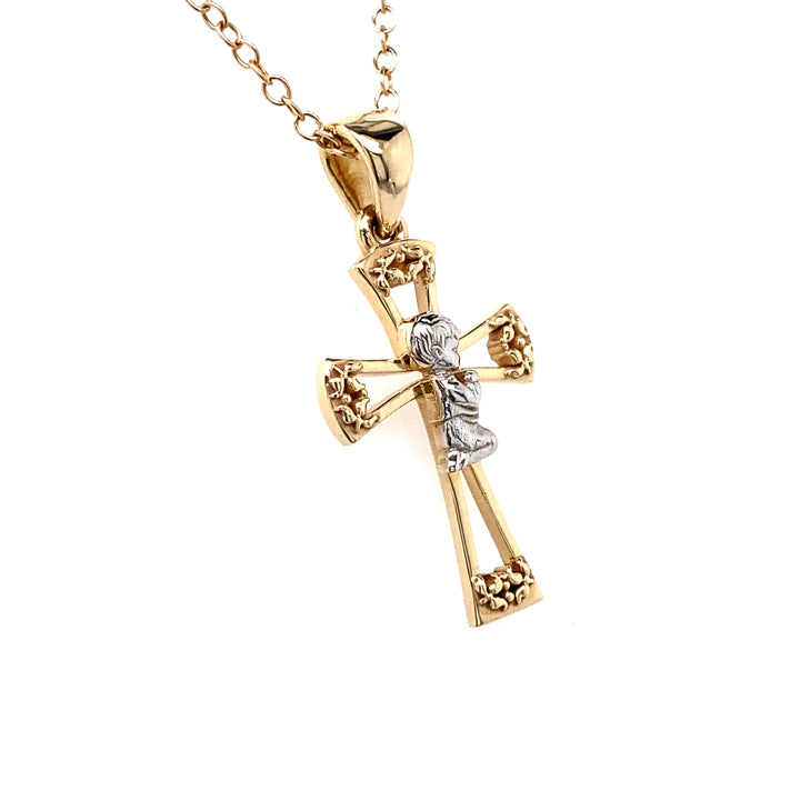 Praying Boy on Cross Pendant