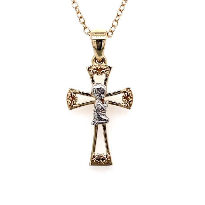 Praying Boy on Cross Pendant