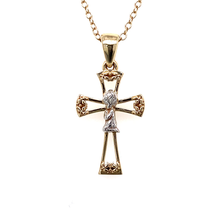 Praying Girl on Cross Pendant