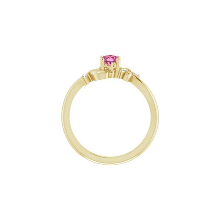 Oval Pink Tourmaline with Diamonds Ring