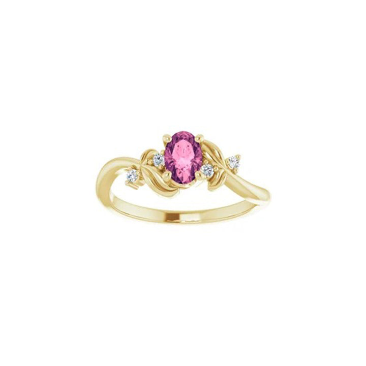 Oval Pink Tourmaline with Diamonds Ring