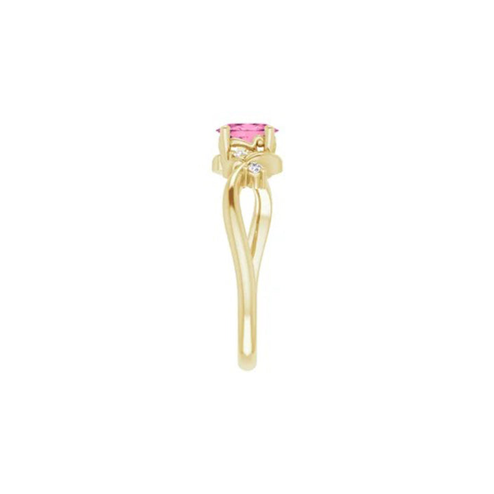 Oval Pink Tourmaline with Diamonds Ring