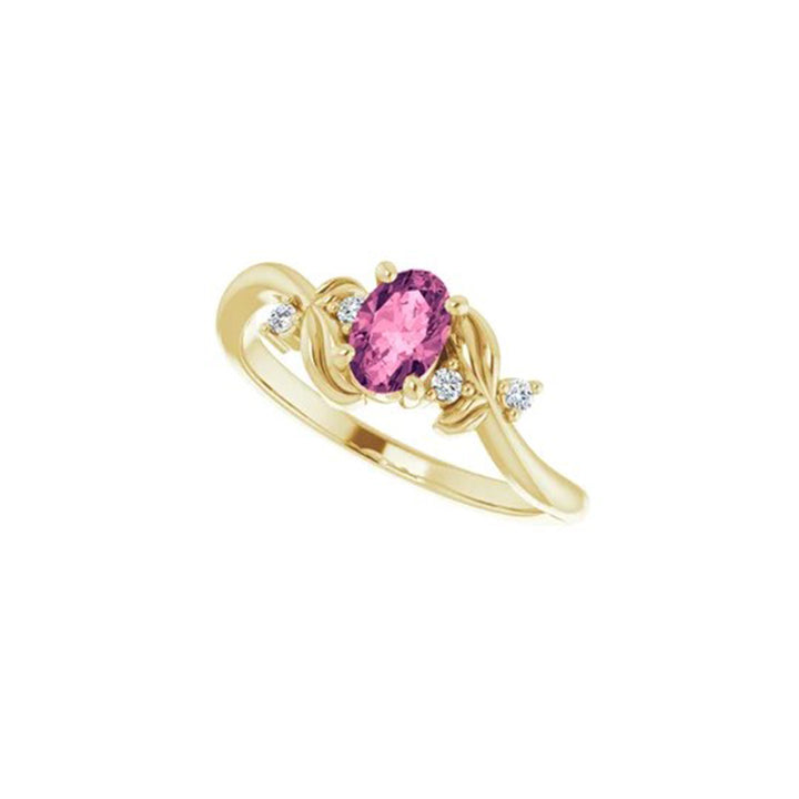 Oval Pink Tourmaline with Diamonds Ring