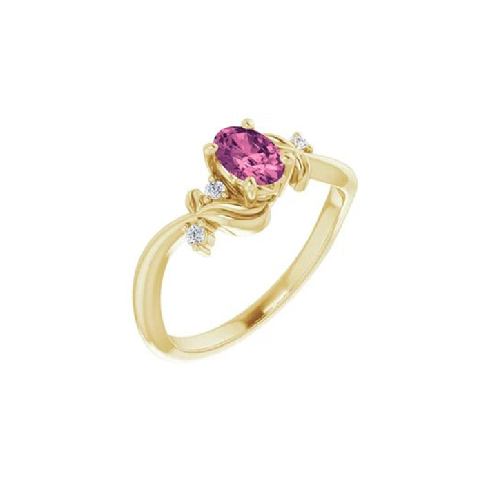 Oval Pink Tourmaline with Diamonds Ring