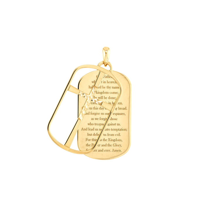 Lord's Prayer Dog Tag/Cutout Cross Pendant