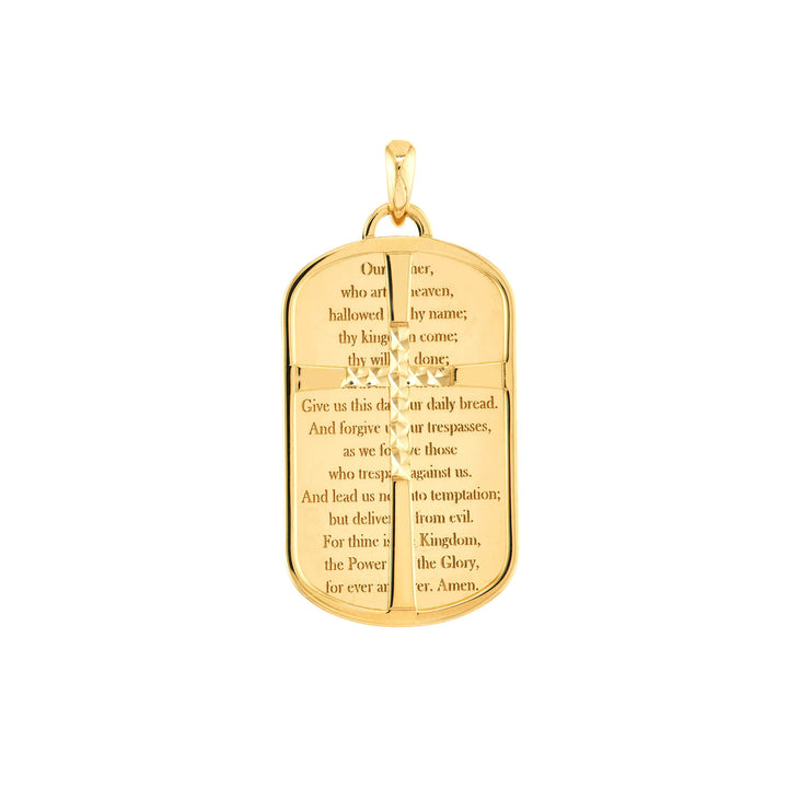 Lord's Prayer Dog Tag/Cutout Cross Pendant