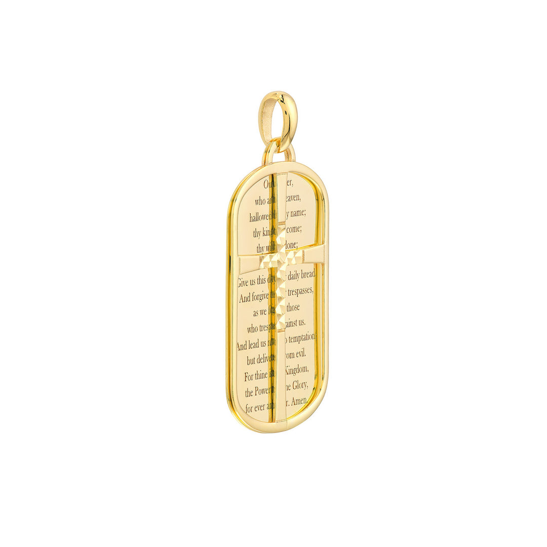 Lord's Prayer Dog Tag/Cutout Cross Pendant