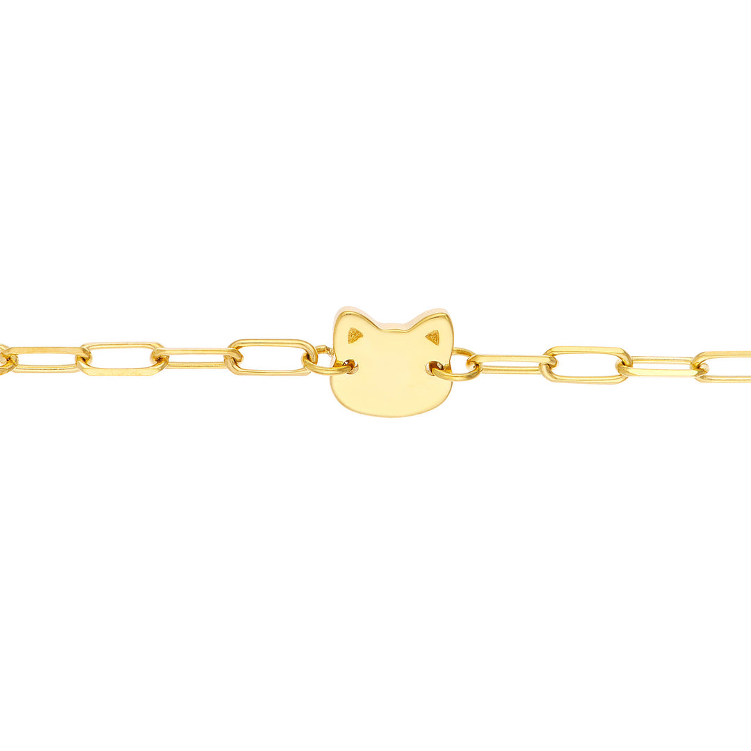 Kid's Paper Clip Chain Bracelet with Cat