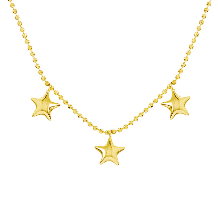 Mommy Loves You Triple Puff Star Adj. Necklace