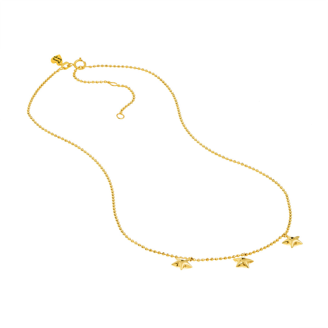 Mommy Loves You Triple Puff Star Adj. Necklace