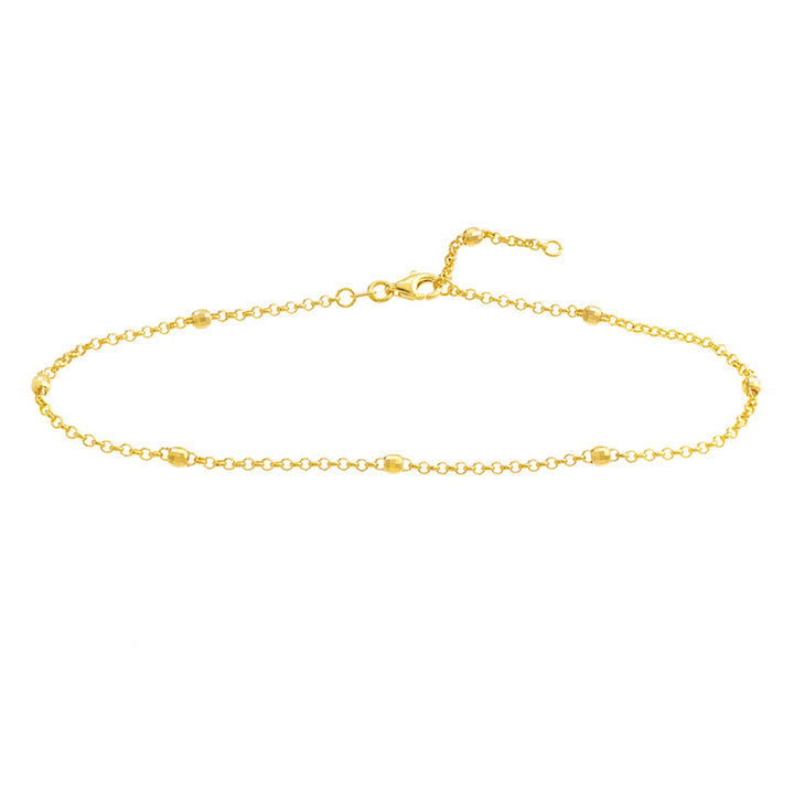 3mm Diamond Cut Bead Station Anklet