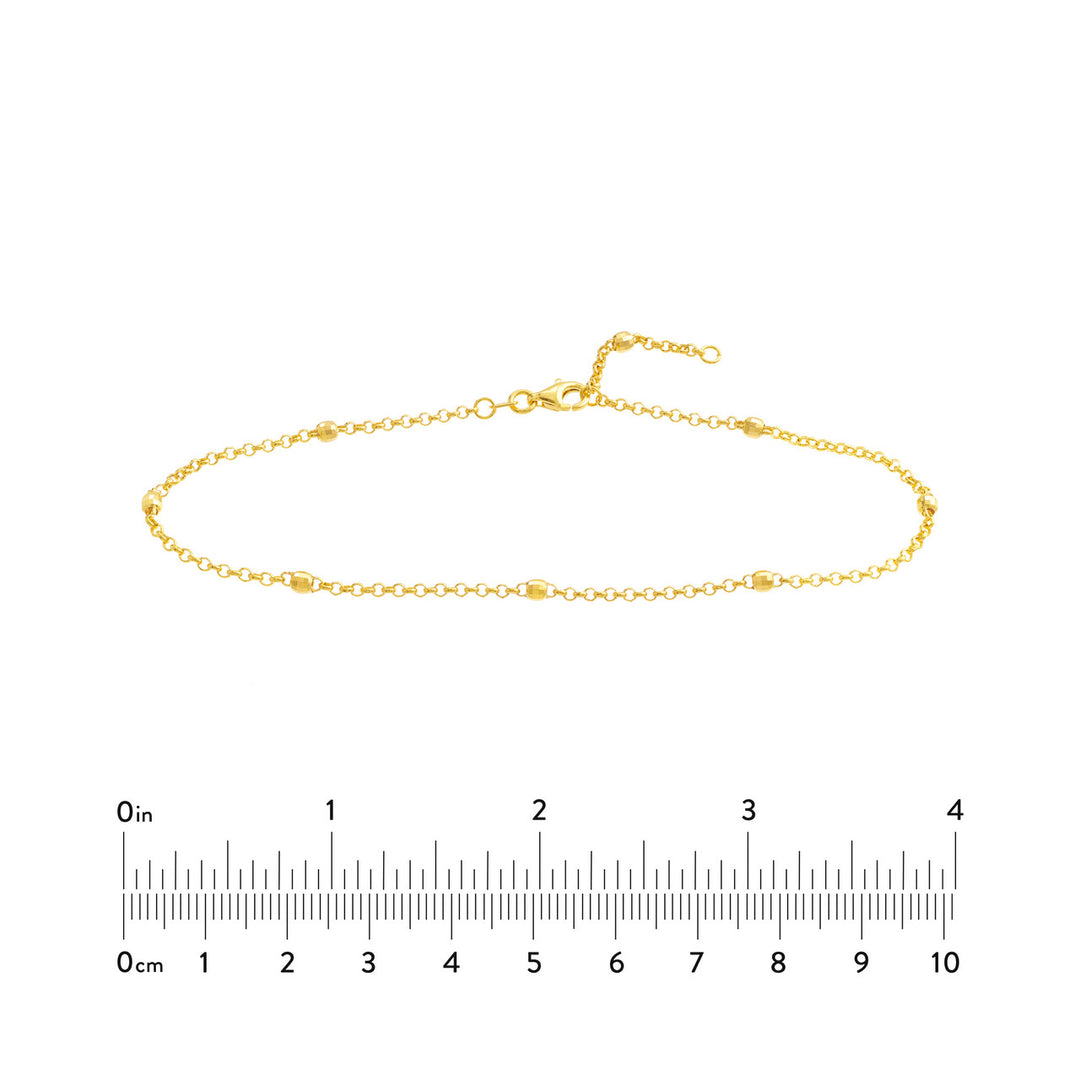 3mm Diamond Cut Bead Station Anklet