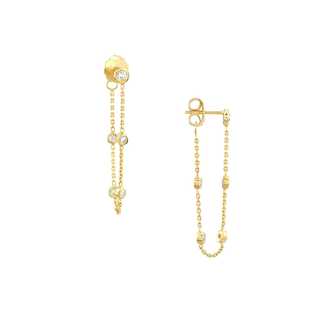 Bezel Diamond Chain Front-to-Back Earring