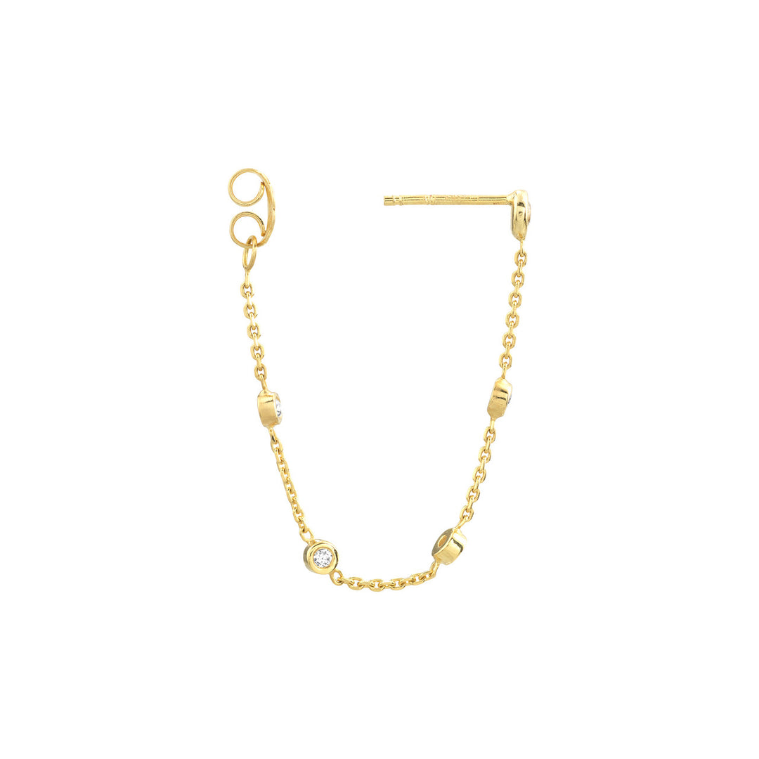 Bezel Diamond Chain Front-to-Back Earring