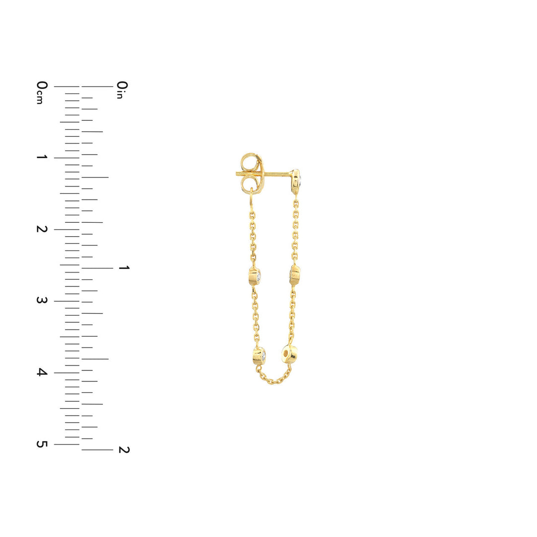 Bezel Diamond Chain Front-to-Back Earring