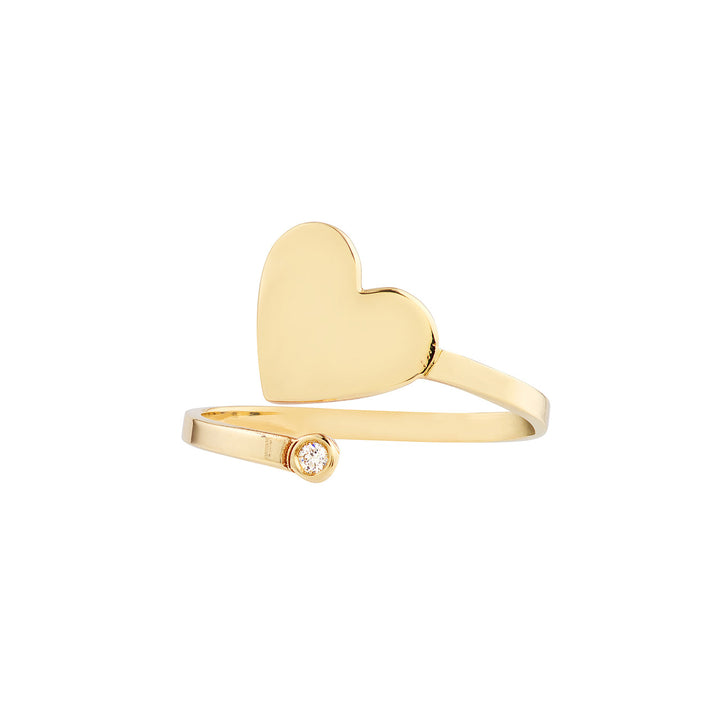 Engravable Heart & Diamond Bezel Wrap Ring