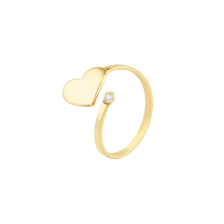 Engravable Heart & Diamond Bezel Wrap Ring