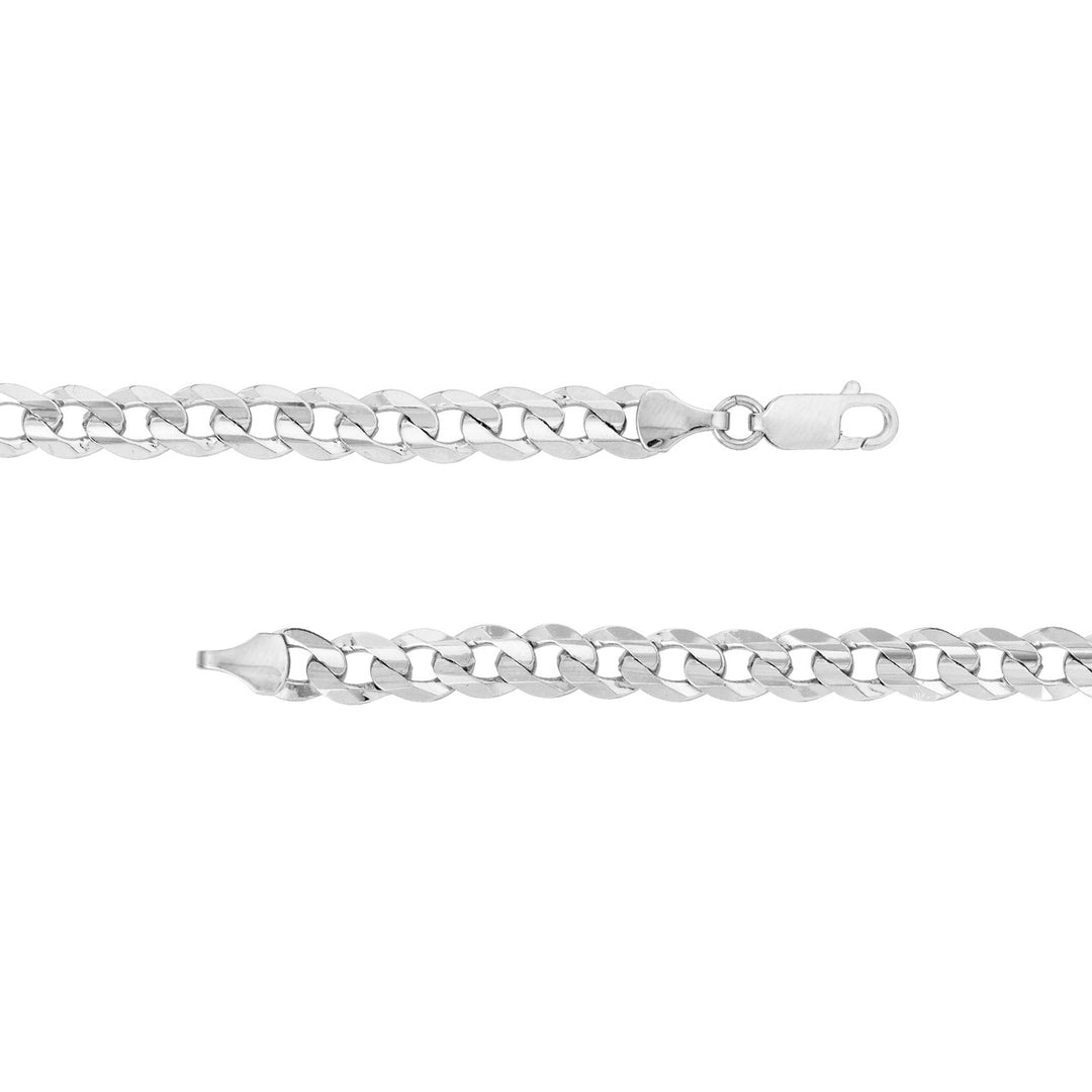 Sterling Silver 6.8mm Cuban Curb Chain with Lobster Lock Bracelet