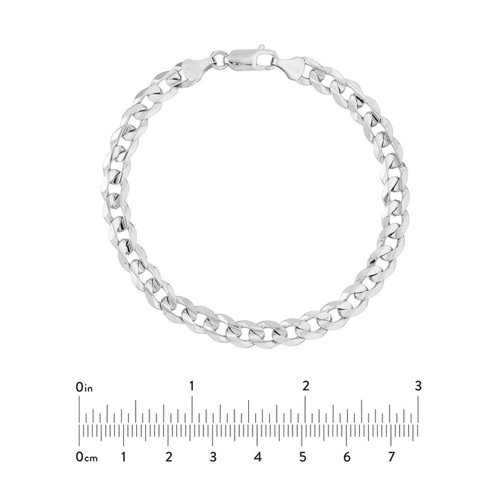 Sterling Silver 6.8mm Cuban Curb Chain with Lobster Lock Bracelet