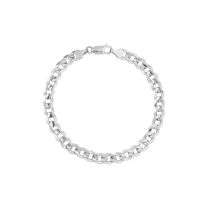 Sterling Silver 6.8mm Cuban Curb Chain with Lobster Lock Bracelet