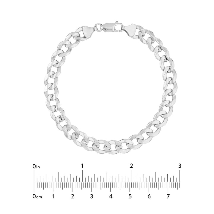 Sterling Silver 8.4mm Concave Open Curb Chain Bracelet