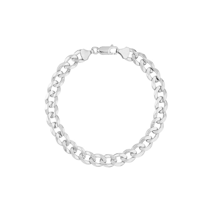 Sterling Silver 8.4mm Concave Open Curb Chain Bracelet