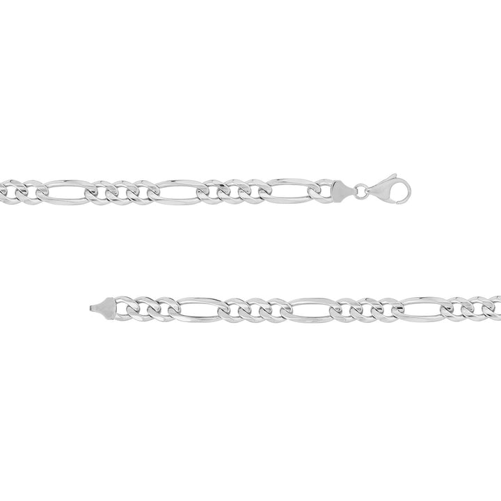 Sterling Silver 8.4mm Concave Figaro Chain with Lobster Lock Bracelet