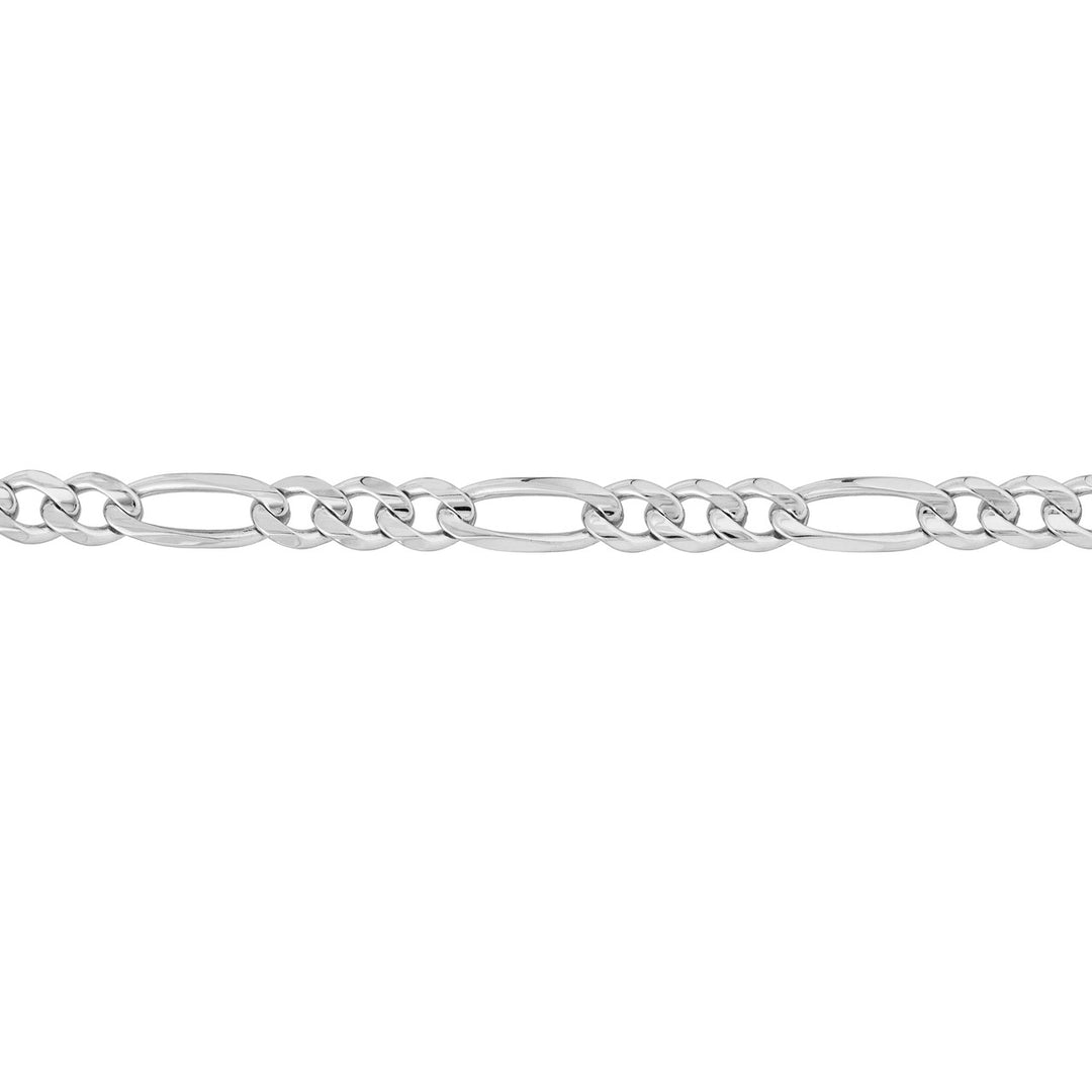 Sterling Silver 8.4mm Concave Figaro Chain with Lobster Lock Bracelet