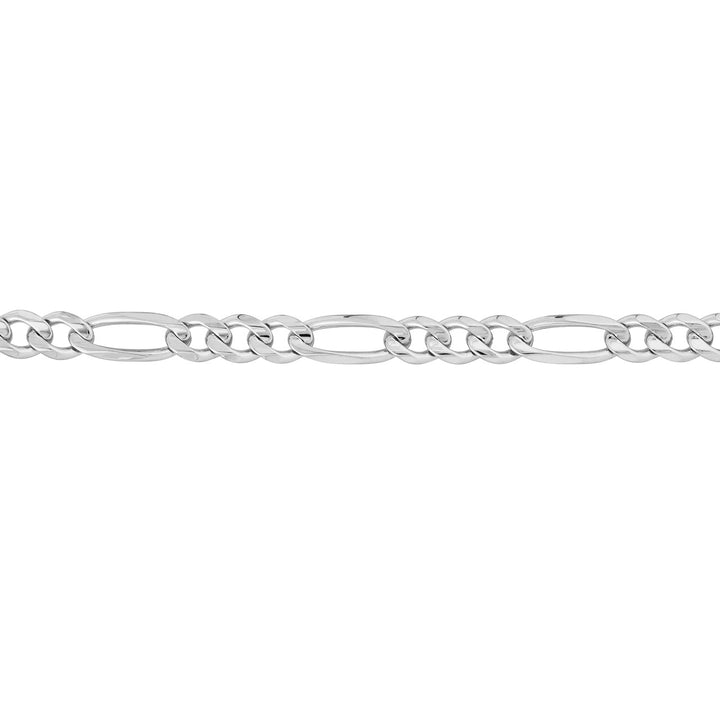 Sterling Silver 8.4mm Concave Figaro Chain with Lobster Lock Bracelet