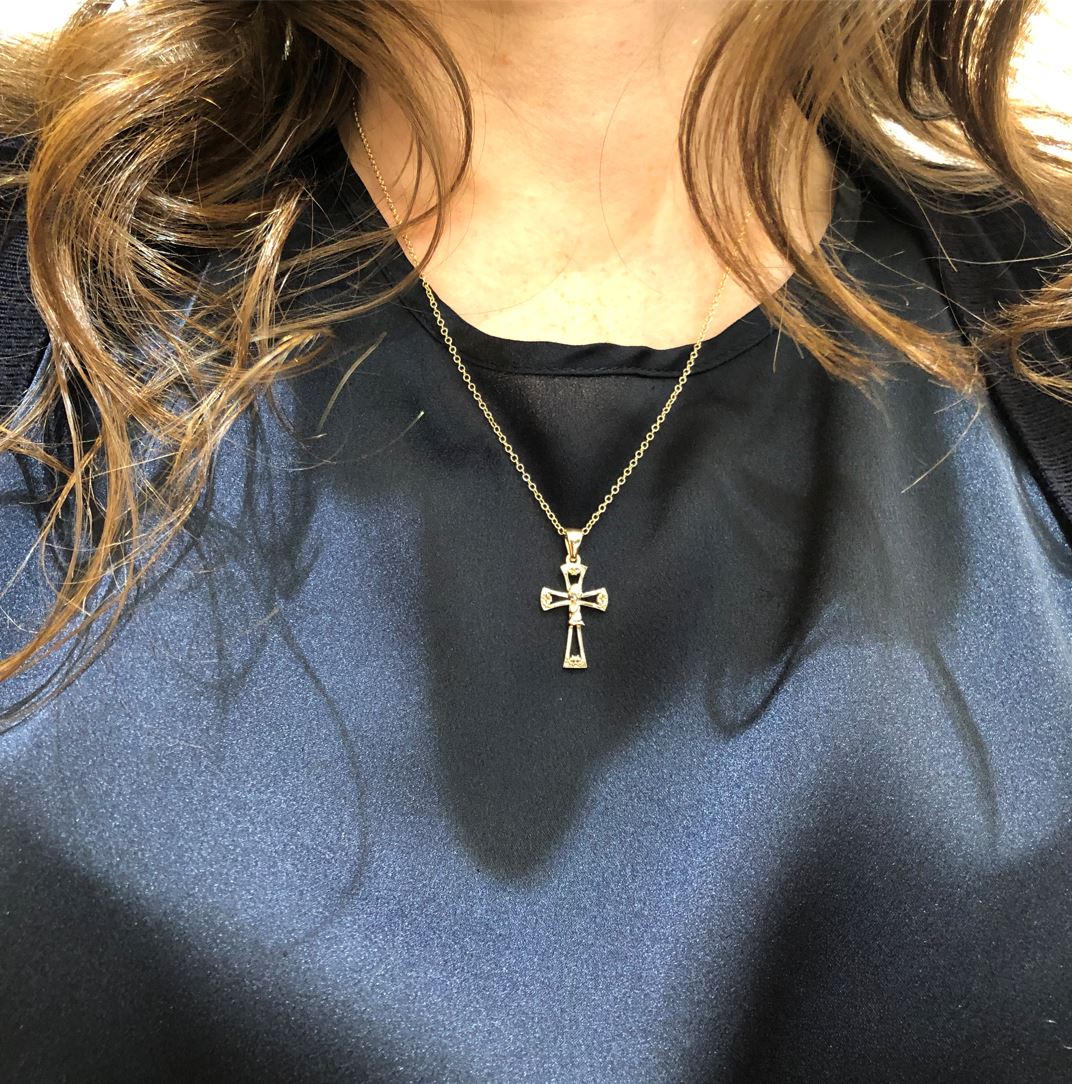 Praying Girl on Cross Pendant