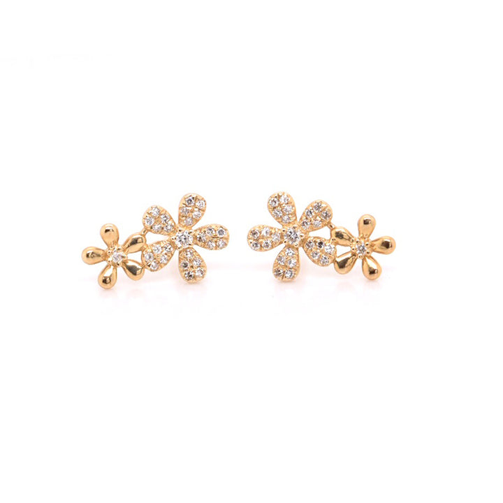 Pave Flower Duo Ear Climber