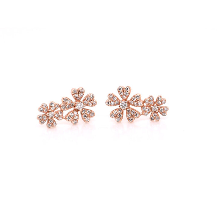 Pave Flower Duo Ear Climber