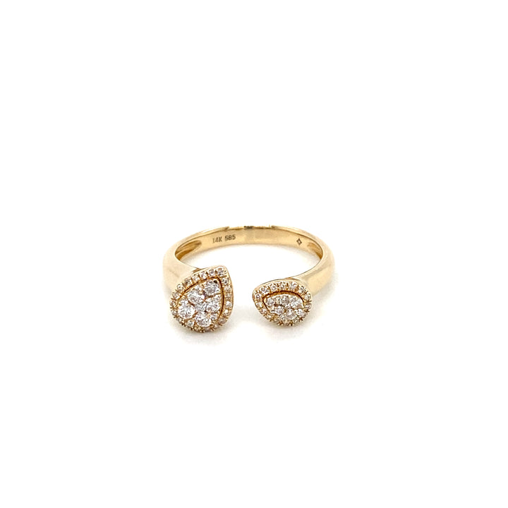 Pave Diamonds Pear Shape Open Ring