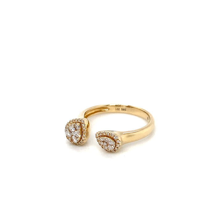 Pave Diamonds Pear Shape Open Ring