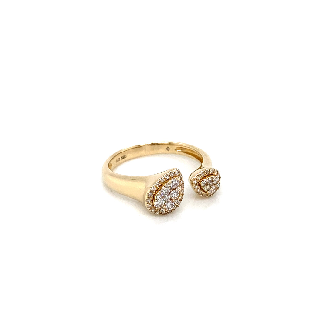 Pave Diamonds Pear Shape Open Ring