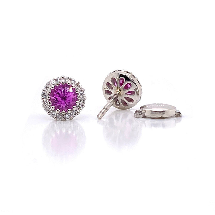 Pink Sapphire and Diamond Earrings