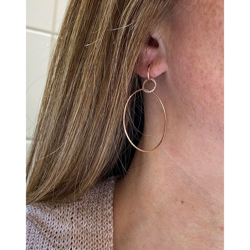 Diamond Single Hoop Earrings 14K Rose Gold