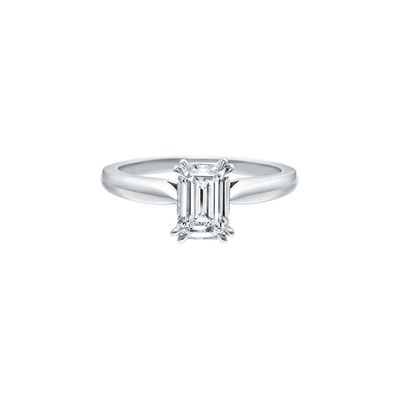 1.01ct Natural Emerald-Cut Diamond Solitaire Engagement Ring in Platinum with double claw prongs - Couture Jewelry NYC